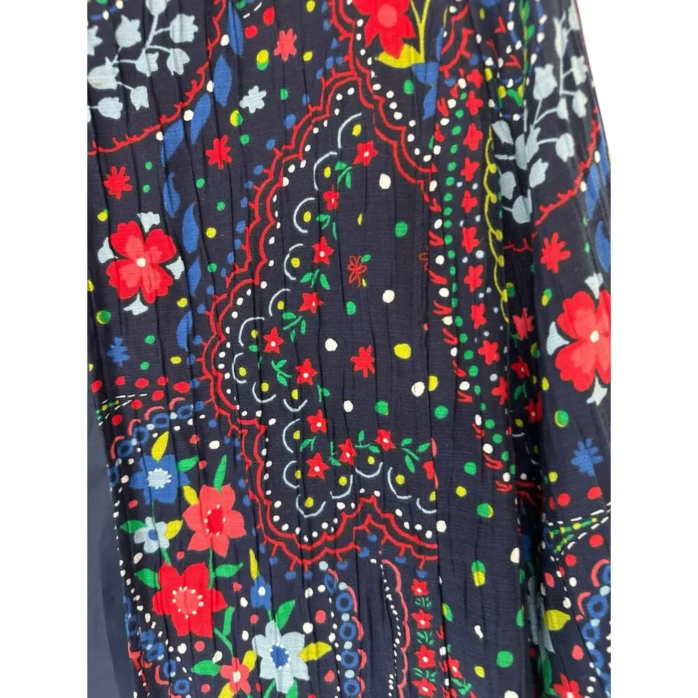 Alfred Dunner Plus Blue Red‎ Floral Colorful Fun Playful Open Front Blazer 14